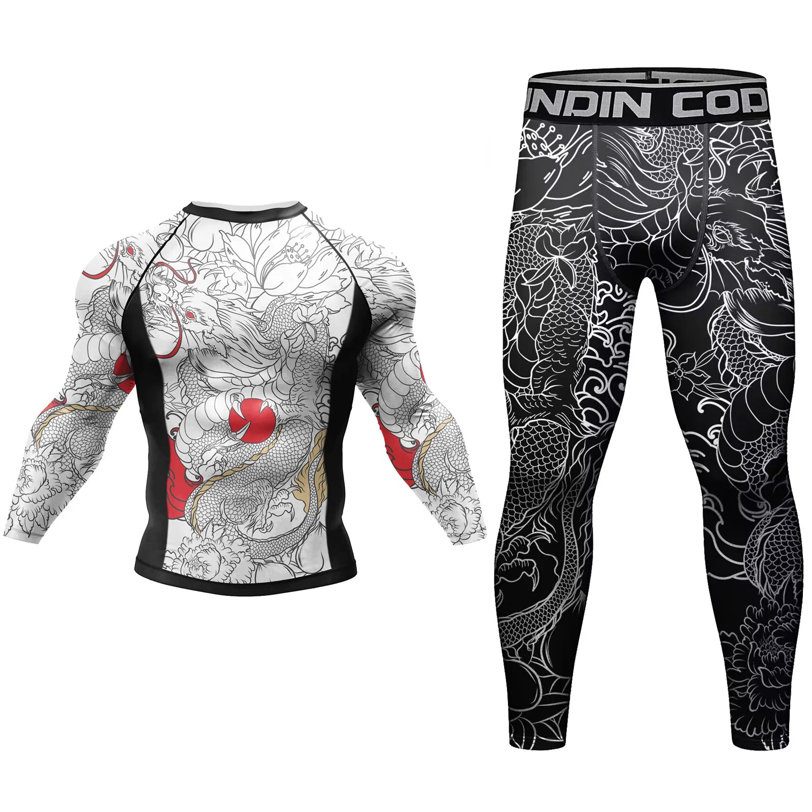 Men Tracksuit MMA No Gi Rashguard Jiu Jitsu T-shirt+Pants Boxing Jerseys Set BJJ Muay Thai Shorts Compression Legging Sportsuit - Fleur de Luxe