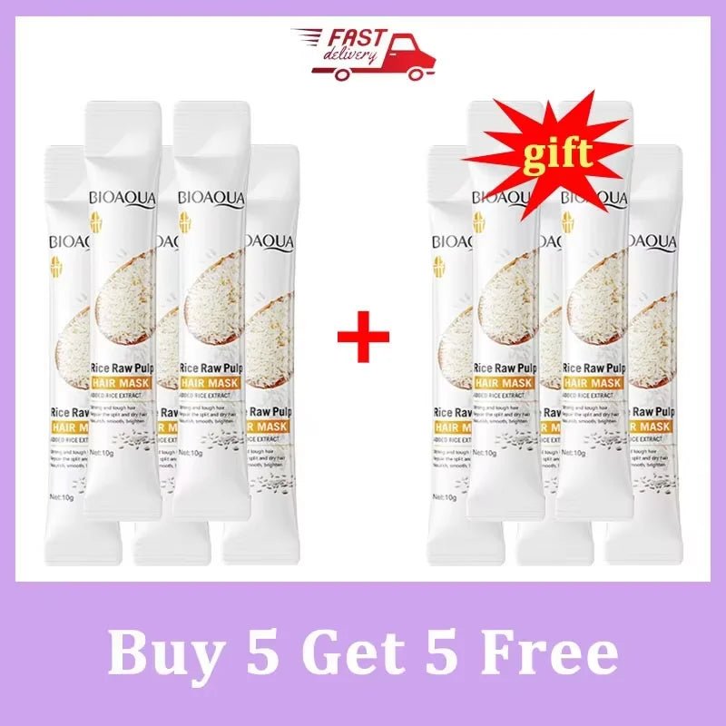 Rice Magical Keratin Hair Mask 5 Seconds Repair Damaged Frizzy Hairs Soft Smooth Shiny Moisturizing Nourish Hair Root Care - Fleur de Luxe