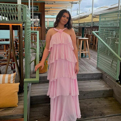 Floral Ruffle Layered Chiffon Dress - Summer 2025 Collection - Fleur de Luxe