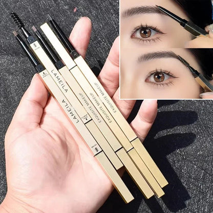 5 Colors With Brush Double Head Eyebrow Pencil Waterproof Smooth Eyebrow Stick Sweatproof Eyebrow Gel Tattoo Pencil Cosmetics - Fleur de Luxe