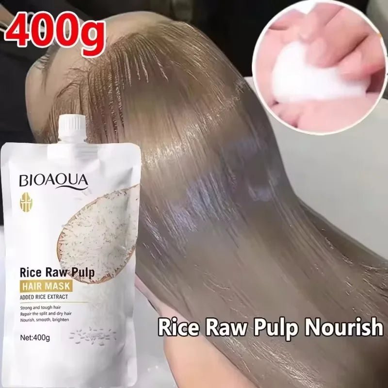 Rice Magical Keratin Hair Mask 5 Seconds Repair Damaged Frizzy Hairs Soft Smooth Shiny Moisturizing Nourish Hair Root Care - Fleur de Luxe