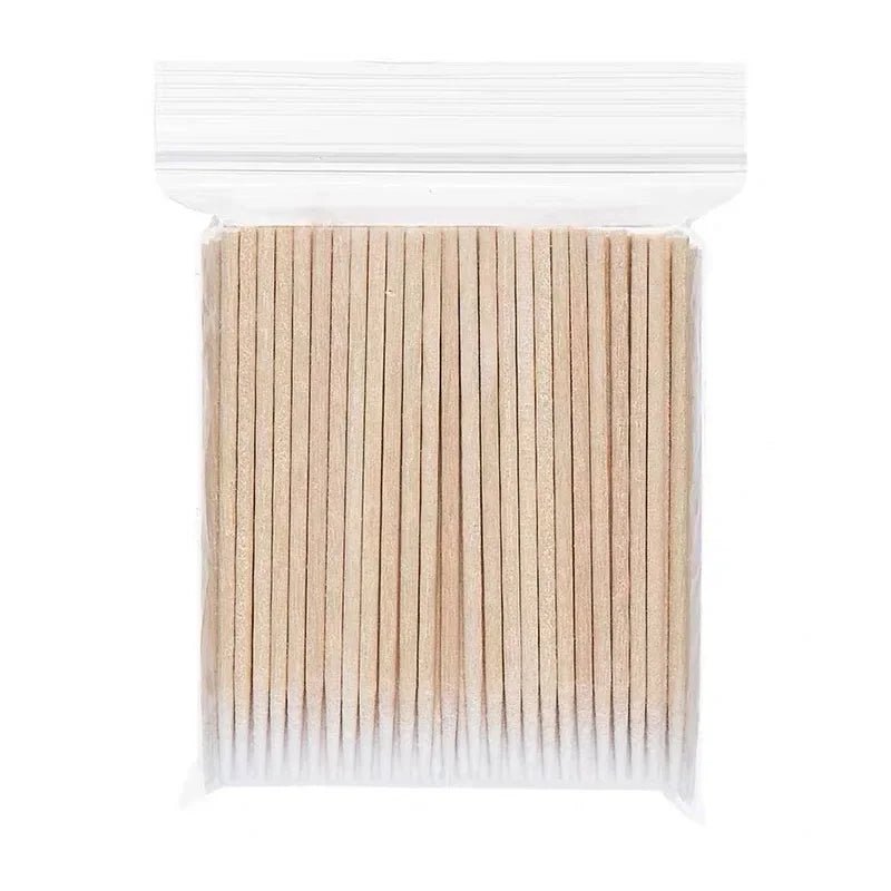 100pcs Wooden Cotton Swab Nail Art Tool Set - Manicure Detail Corrector - Fleur de Luxe