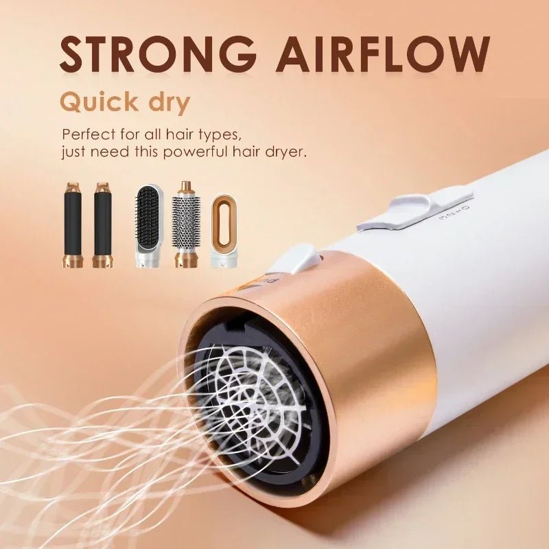 5 in 1 Hair Dryer Hot Comb Set Professional Curling Iron Hair Straightener Styling Tool For Professional Hair Dryer Household - Fleur de Luxe
