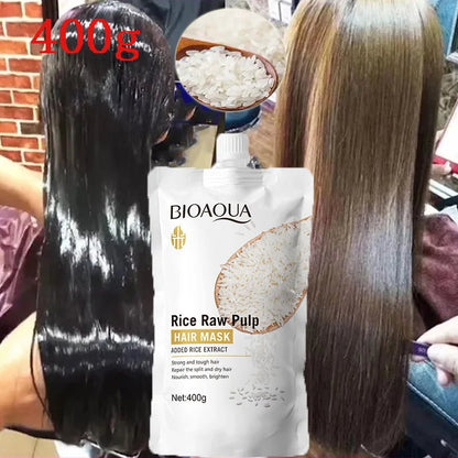 Rice Magical Keratin Hair Mask 5 Seconds Repair Damaged Frizzy Hairs Soft Smooth Shiny Moisturizing Nourish Hair Root Care - Fleur de Luxe