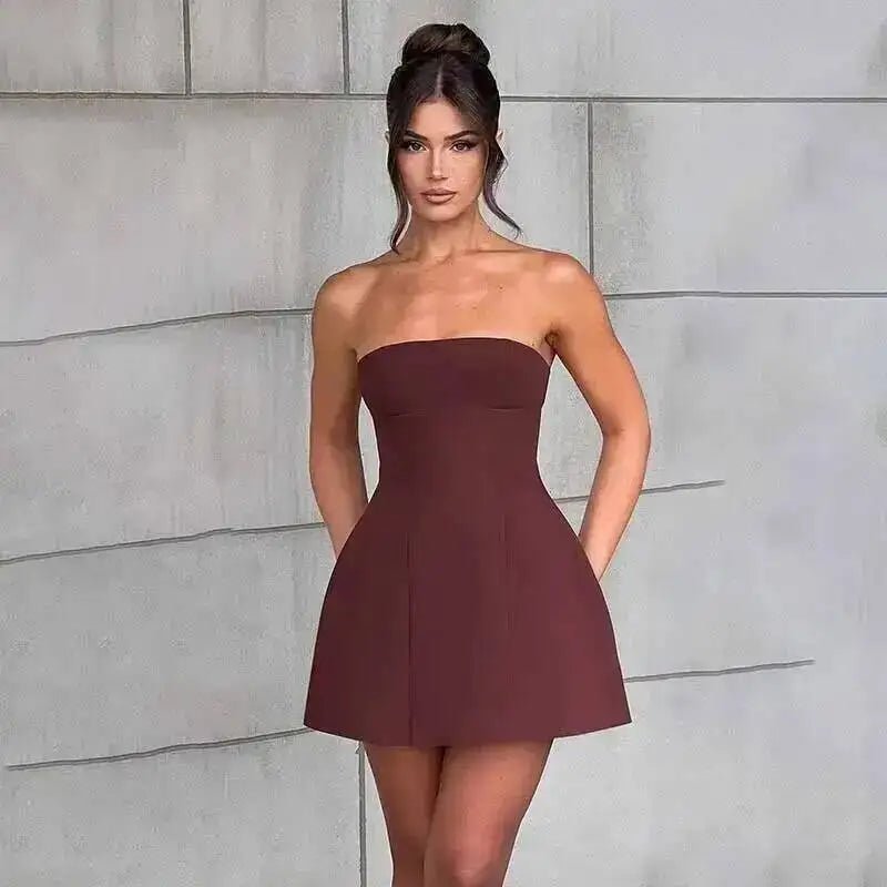 Summer Party Perfection: Halter Waist Wrap Dress with Pleated Detailing and Backless Design - Fleur de Luxe