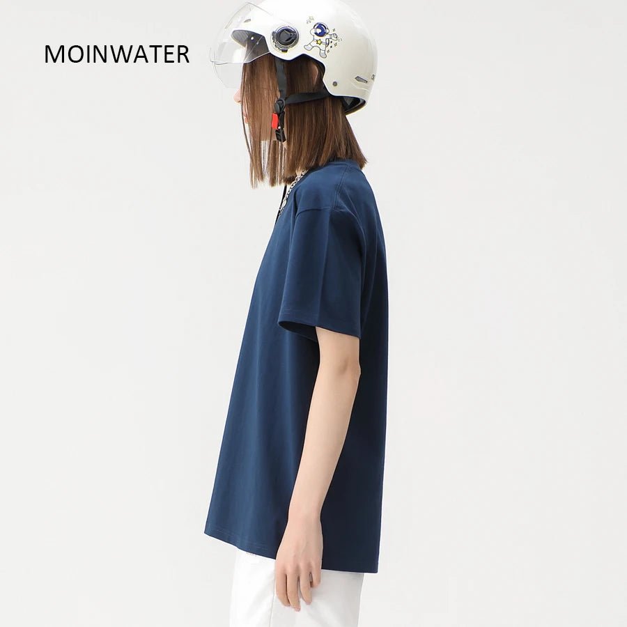 WAVLATII New Women Solid Cotton T shirts Female Dark Green Oversized Casual Soft Tees Unisex Short Sleeve Summer Tops - Fleur de Luxe