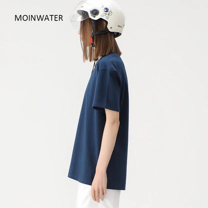 WAVLATII New Women Solid Cotton T shirts Female Dark Green Oversized Casual Soft Tees Unisex Short Sleeve Summer Tops - Fleur de Luxe