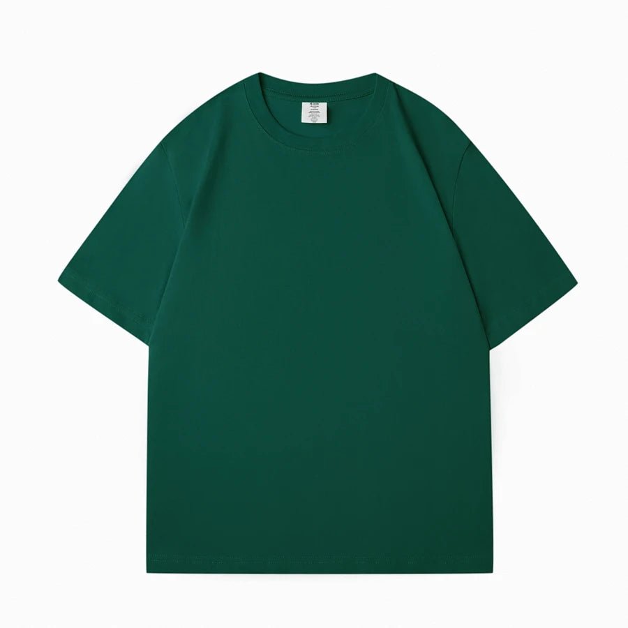 WAVLATII New Women Solid Cotton T shirts Female Dark Green Oversized Casual Soft Tees Unisex Short Sleeve Summer Tops - Fleur de Luxe