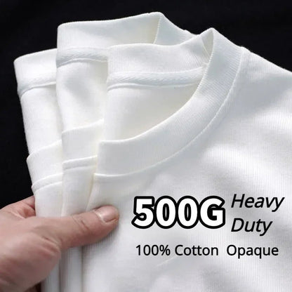 500g Heavy-duty Pure Cotton Short Sleeve T-shirt - Fleur de Luxe