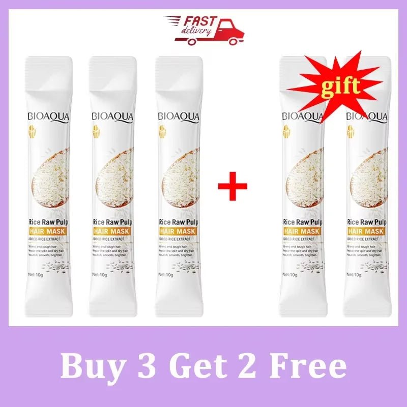 Rice Magical Keratin Hair Mask 5 Seconds Repair Damaged Frizzy Hairs Soft Smooth Shiny Moisturizing Nourish Hair Root Care - Fleur de Luxe