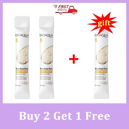 Rice Magical Keratin Hair Mask 5 Seconds Repair Damaged Frizzy Hairs Soft Smooth Shiny Moisturizing Nourish Hair Root Care - Fleur de Luxe