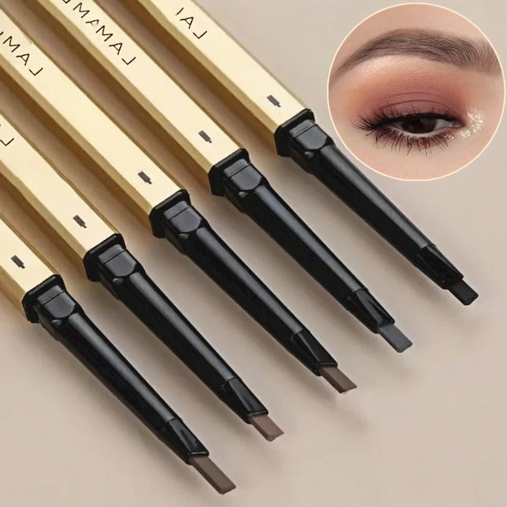 5 Colors With Brush Double Head Eyebrow Pencil Waterproof Smooth Eyebrow Stick Sweatproof Eyebrow Gel Tattoo Pencil Cosmetics - Fleur de Luxe