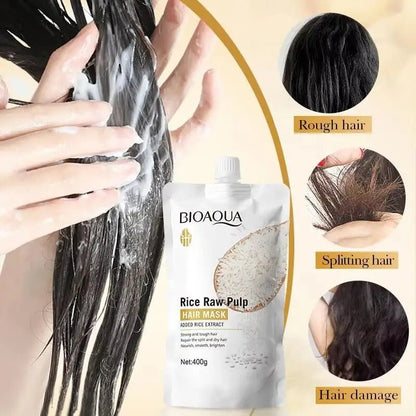 Rice Magical Keratin Hair Mask 5 Seconds Repair Damaged Frizzy Hairs Soft Smooth Shiny Moisturizing Nourish Hair Root Care - Fleur de Luxe