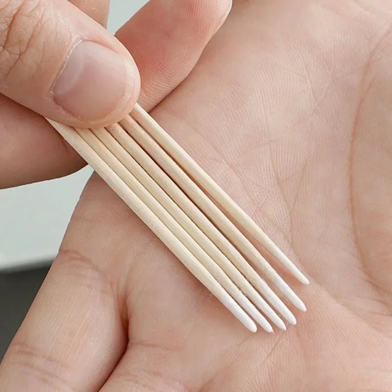 100pcs Wooden Cotton Swab Nail Art Tool Set - Manicure Detail Corrector - Fleur de Luxe