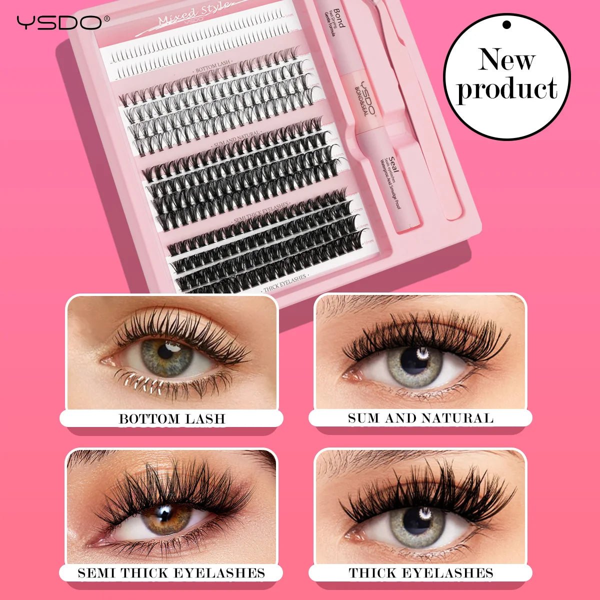 DIY Lash Kit 8-16mm Individual Lashes Clusters w/ Waterproof Bond, Seal & Tweezers - Fleur de Luxe