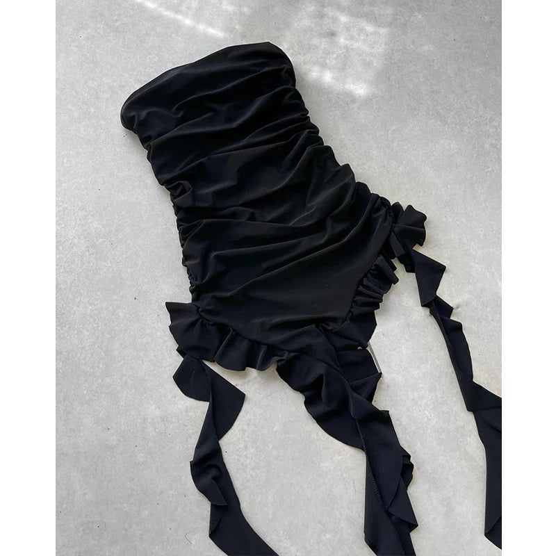 Floral High Slit Mini Dress - Strapless Sexy Party Vestidos - Fleur de Luxe