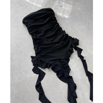 Floral High Slit Mini Dress - Strapless Sexy Party Vestidos - Fleur de Luxe