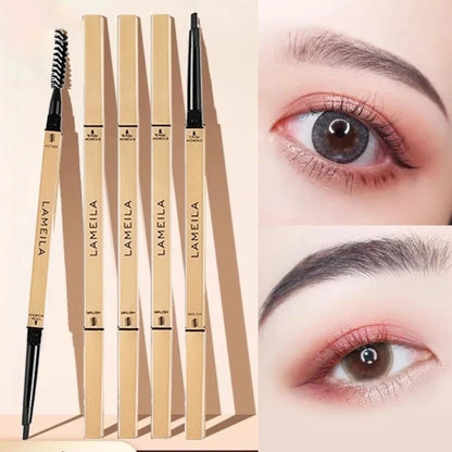 5 Colors With Brush Double Head Eyebrow Pencil Waterproof Smooth Eyebrow Stick Sweatproof Eyebrow Gel Tattoo Pencil Cosmetics - Fleur de Luxe