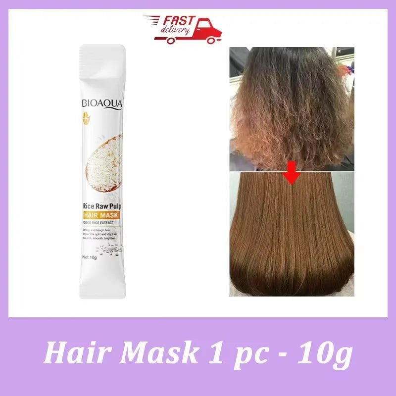 Rice Magical Keratin Hair Mask 5 Seconds Repair Damaged Frizzy Hairs Soft Smooth Shiny Moisturizing Nourish Hair Root Care - Fleur de Luxe