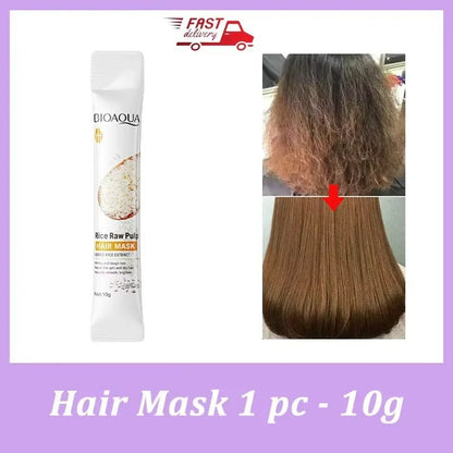 Rice Magical Keratin Hair Mask 5 Seconds Repair Damaged Frizzy Hairs Soft Smooth Shiny Moisturizing Nourish Hair Root Care - Fleur de Luxe