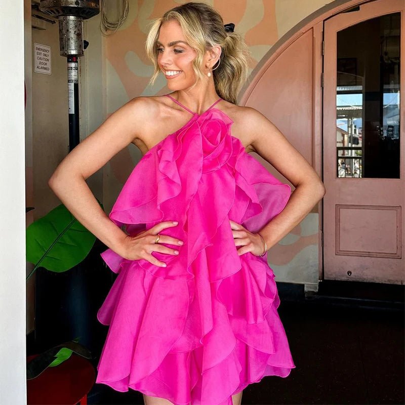 Floral Ruffle Layered Chiffon Dress - Summer 2025 Collection - Fleur de Luxe