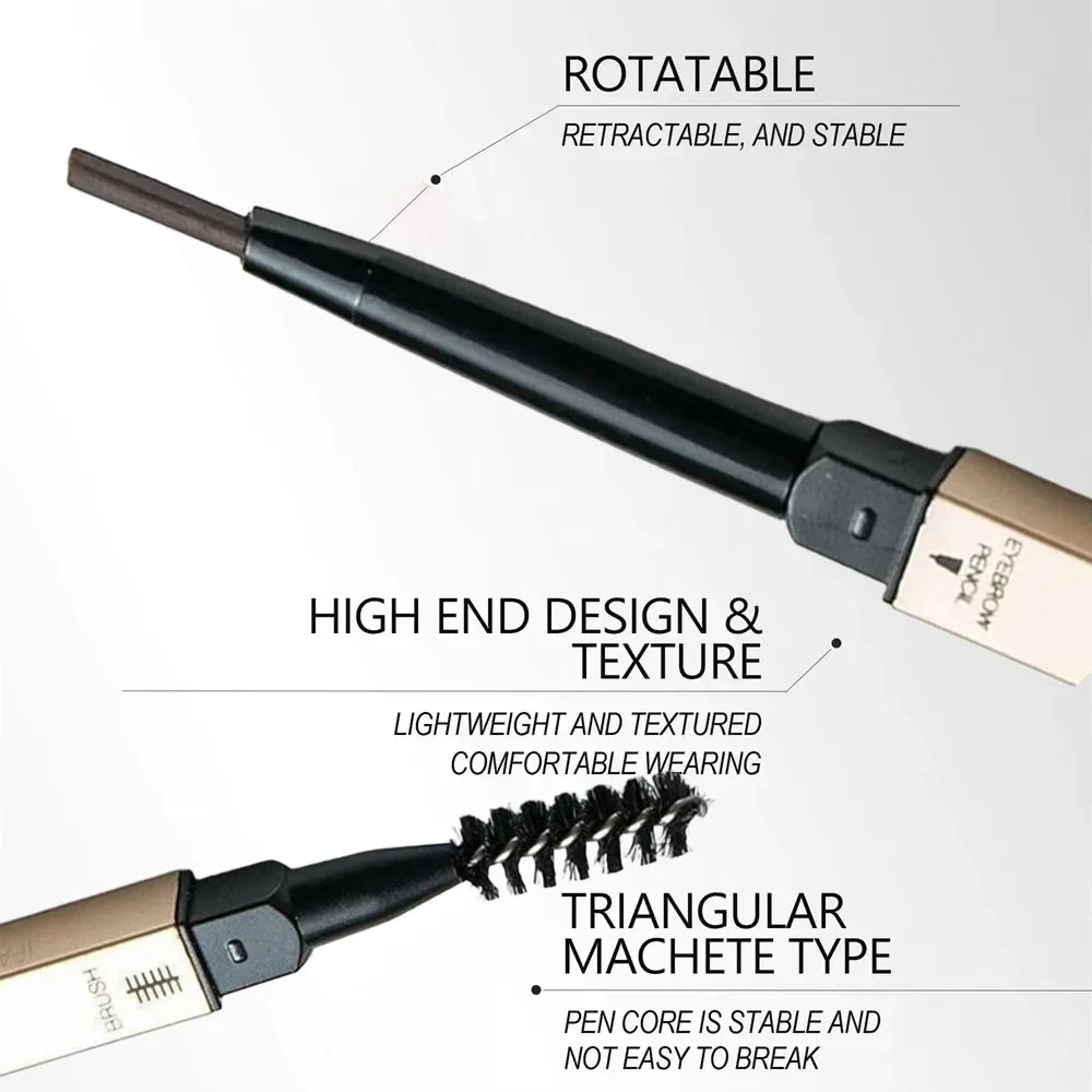 5 Colors With Brush Double Head Eyebrow Pencil Waterproof Smooth Eyebrow Stick Sweatproof Eyebrow Gel Tattoo Pencil Cosmetics - Fleur de Luxe