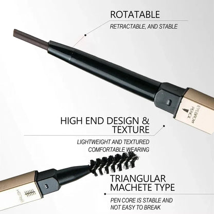 5 Colors With Brush Double Head Eyebrow Pencil Waterproof Smooth Eyebrow Stick Sweatproof Eyebrow Gel Tattoo Pencil Cosmetics - Fleur de Luxe