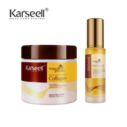 Karseell Collagen Hair Treatment Deep Repair Hair Mask 500ml + Argan Oil Hair Serum 50ml for Dry Damaged Hair All Hair Types - Fleur de Luxe