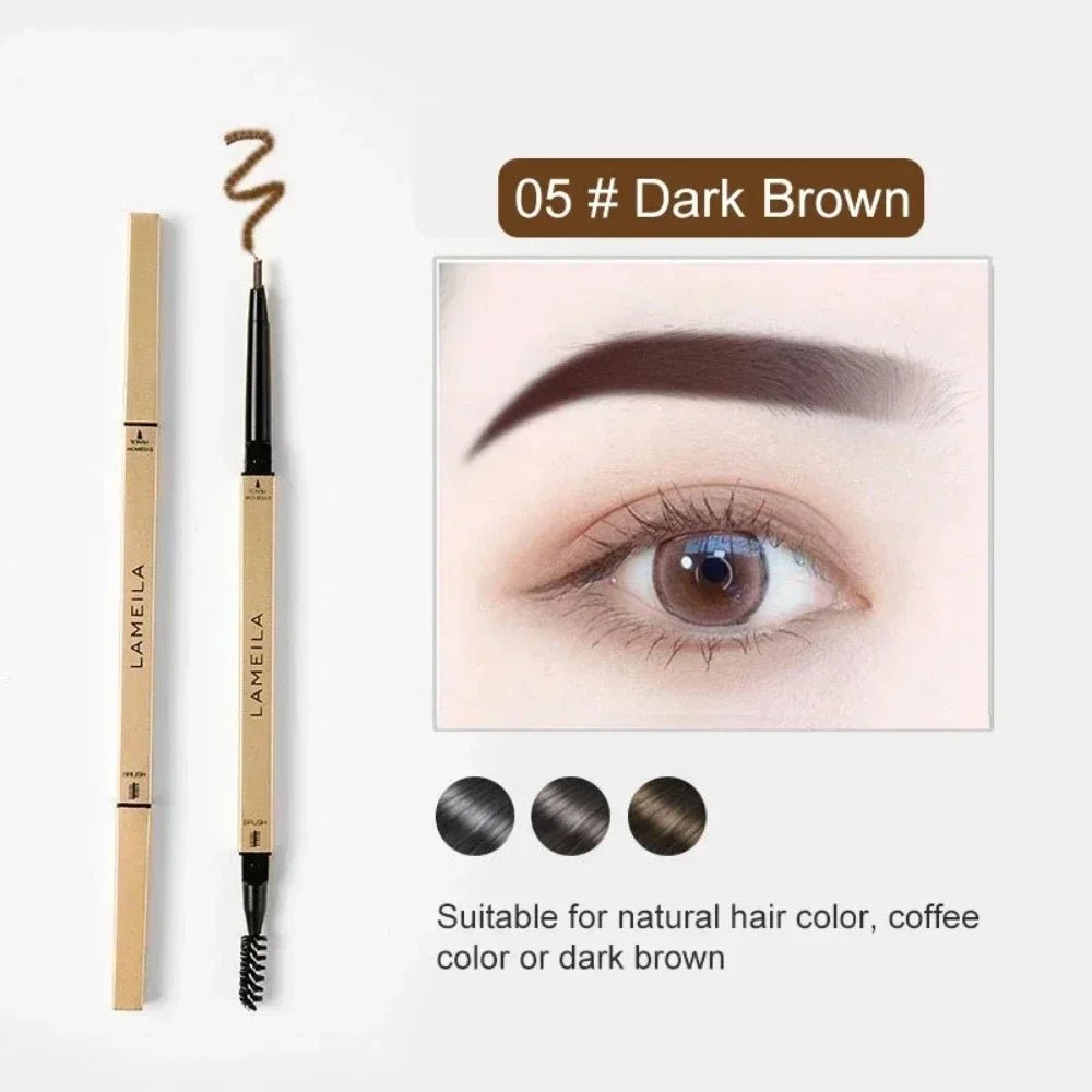 5 Colors With Brush Double Head Eyebrow Pencil Waterproof Smooth Eyebrow Stick Sweatproof Eyebrow Gel Tattoo Pencil Cosmetics - Fleur de Luxe