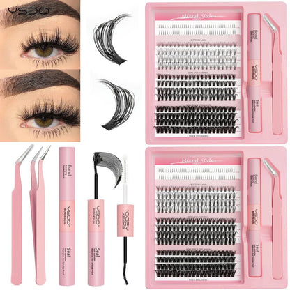 DIY Lash Kit 8-16mm Individual Lashes Clusters w/ Waterproof Bond, Seal & Tweezers - Fleur de Luxe
