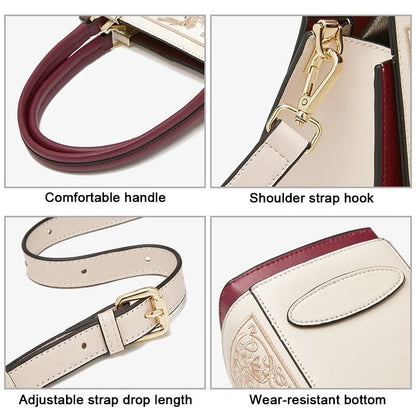 FOXER Women's Chic Leather Shoulder Crossbody Bag with Scarf Print Pocket - Fleur de Luxe