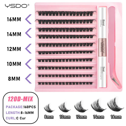DIY Lash Kit 8-16mm Individual Lashes Clusters w/ Waterproof Bond, Seal & Tweezers - Fleur de Luxe