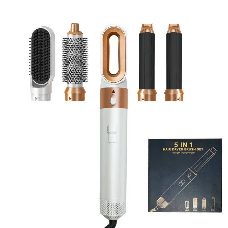 5 in 1 Hair Dryer Hot Comb Set Professional Curling Iron Hair Straightener Styling Tool For Professional Hair Dryer Household - Fleur de Luxe