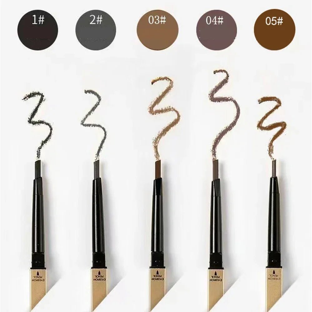 5 Colors With Brush Double Head Eyebrow Pencil Waterproof Smooth Eyebrow Stick Sweatproof Eyebrow Gel Tattoo Pencil Cosmetics - Fleur de Luxe